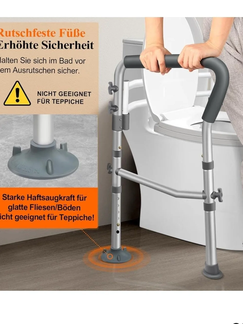 Adjustable Bathroom Support Rail - Gray